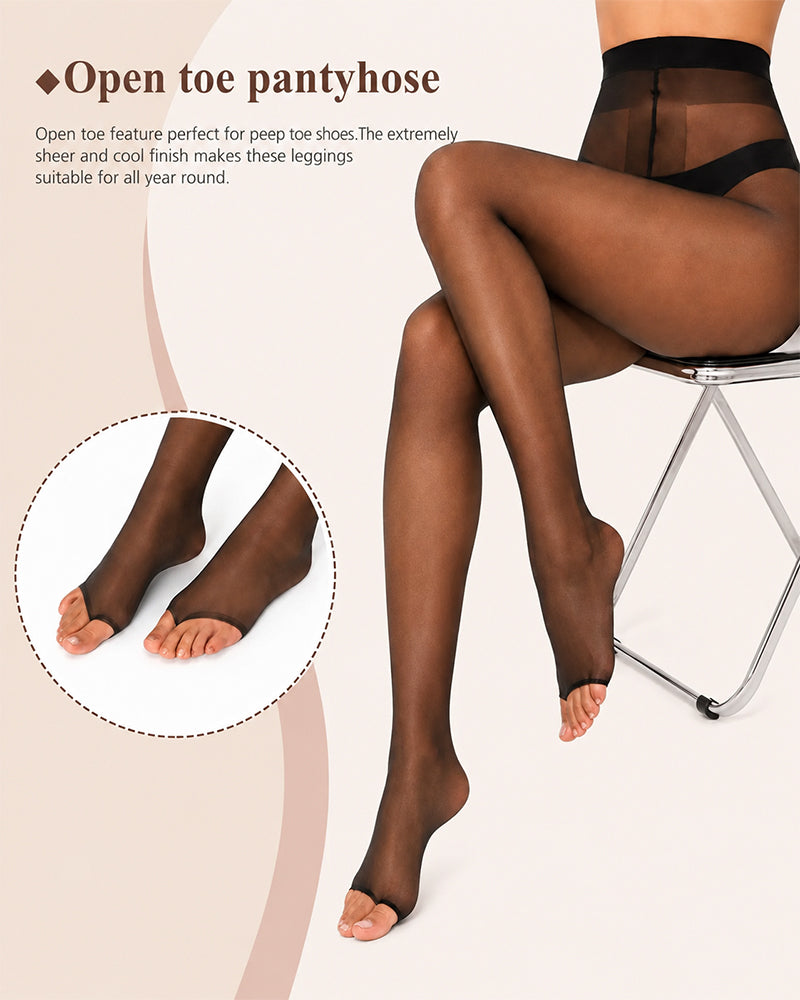 3 Pairs Ultra Thin 10D Control Toeless Pantyhose Main image