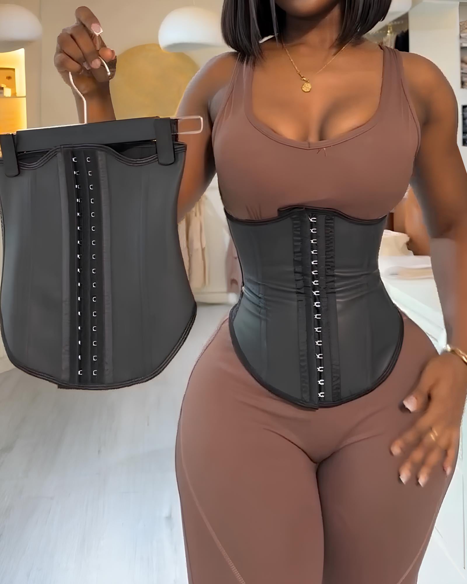 Artificial Leather Buckle Closure Waist Shaper Belt Main image