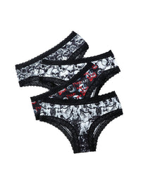 Rose Print Lace Trim High-Stretch Comfort Mid-Rise Women's Panties