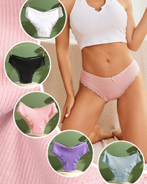 Women's Underwear Threaded Cotton Underwear Cute Bow Low Waist Bikini Lace Panties For Women