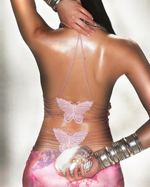 Sexy Halter Tie Backless Butterfly Detail Printed Bodycon Dress