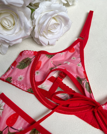 Sexy Red Floral Mesh Lingerie Set
