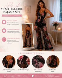 Sexy Comfortable Floral Print Sheer Cutout Sleepwear Set