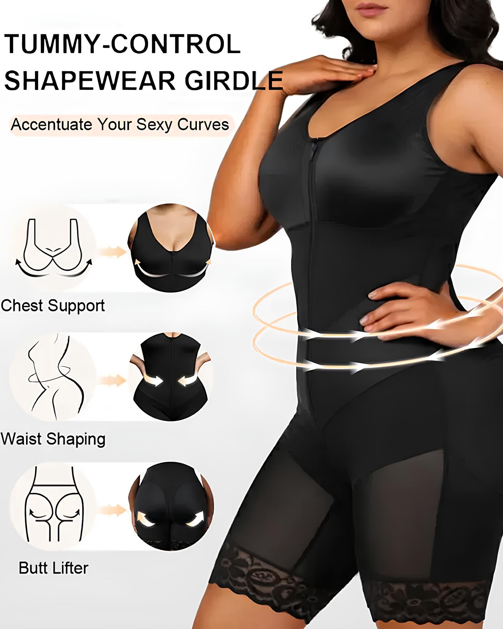 Women's V-shaped Elastic Band Design S-curve Shaping and Tummy Control Bodysuit