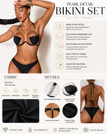 Sexy Halter Underwire Metal Detail Bikini Set
