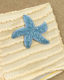 Halter Neck Starfish Sequin Embroidered Two-Piece Bikini Set