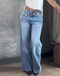 Women's High-waisted Tummy-control Washed Denim Jeans