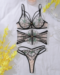 Sexy Jacquard Lace Sheer Mesh Sculpting Lingerie Set