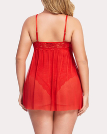 Plus Size Sexy Lace Teddy with Crisscross Front Straps