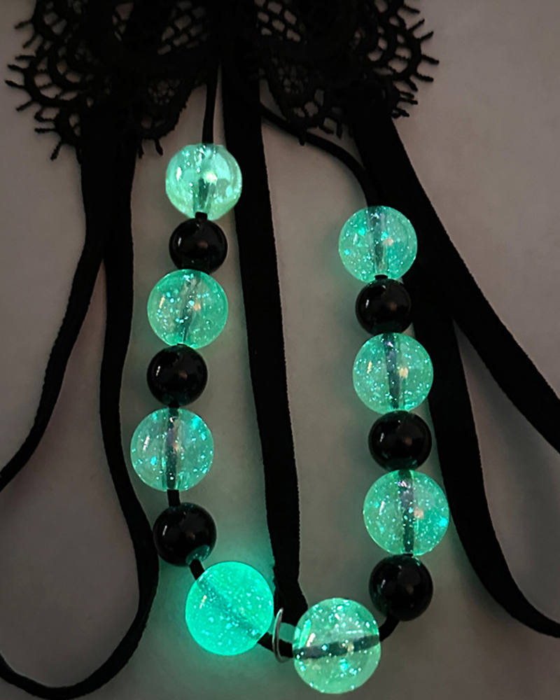 Sexy Open-Crotch Double-Row Glow-in-the-Dark Pearl Massage Thong