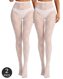 2-Pack Bow-Decorated Fishnet Stockings