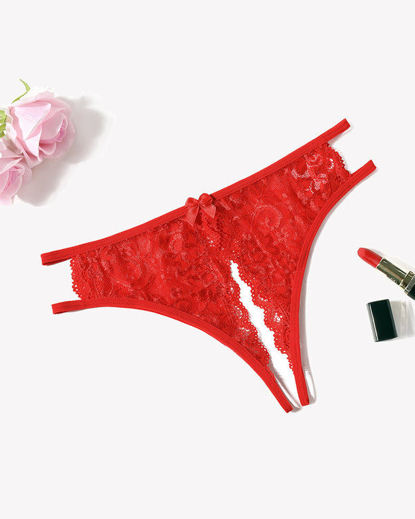 Lace Panties Floral Lace Briefs with Bow