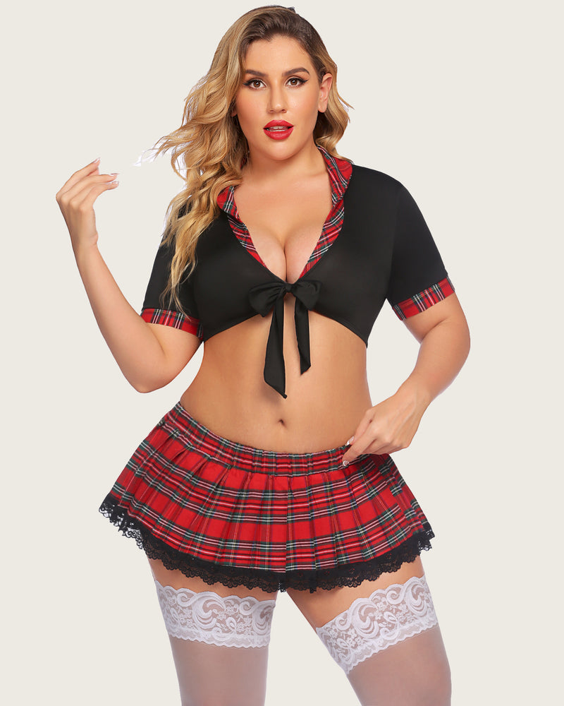 Plus Size Lingerie with Tie Top and Mini Skirt Secondary image
