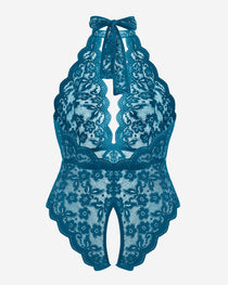 Plus Size Lace Halter Teddy