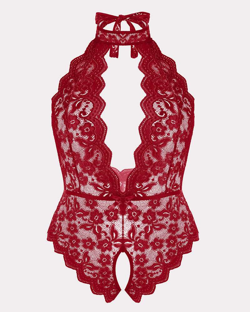 Plus Size Lace Halter Teddy Secondary image