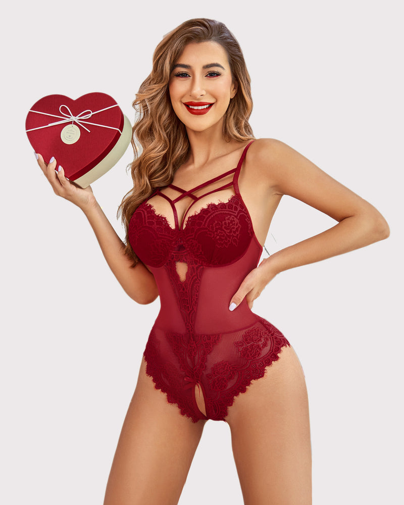 Floral Lace Crotchless Bodysuit Main image