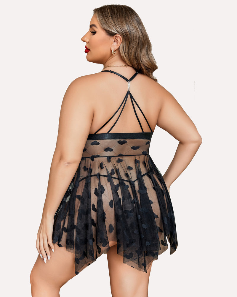 Plus Size Lace Front Slit Nightdress Secondary image