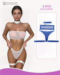 4 Piece Sheer Mesh Bra and Thong Set