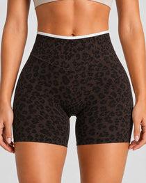 High Elasticity Seamless Tummy Control Leopard Yoga Shorts