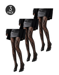 3-Pack High Stretch Fishnet Floral Lace Stockings