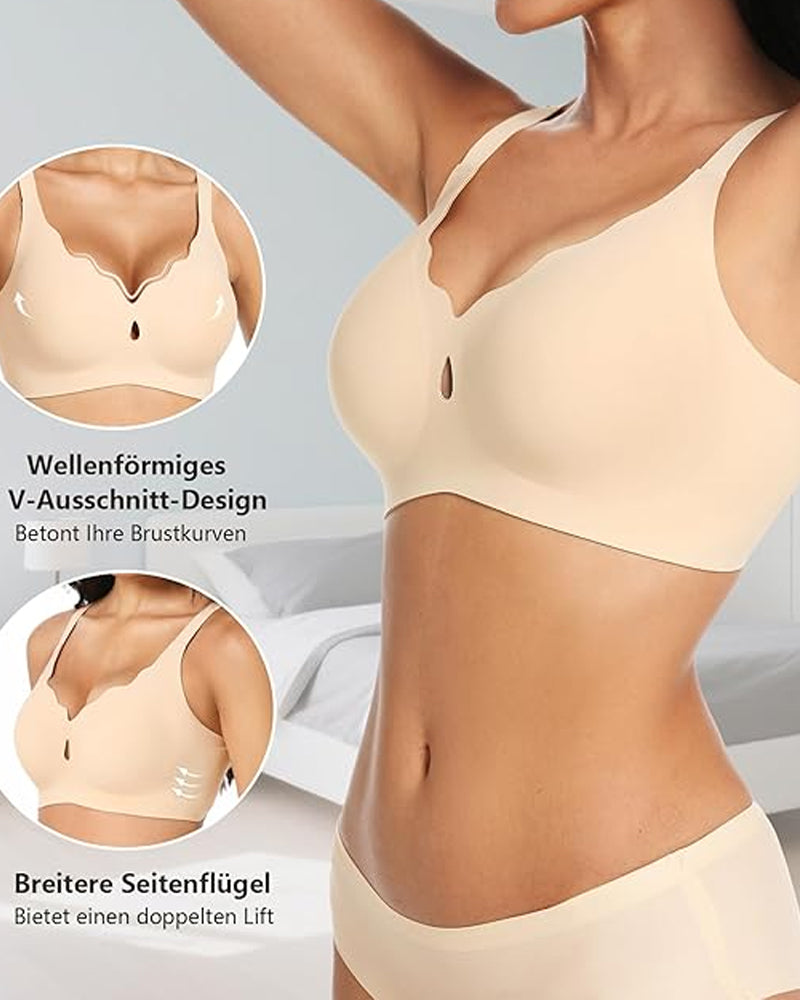 Women's Wire-Free Teardrop Hollow-Out Wave Seamless Push-Up Bra Secondary image