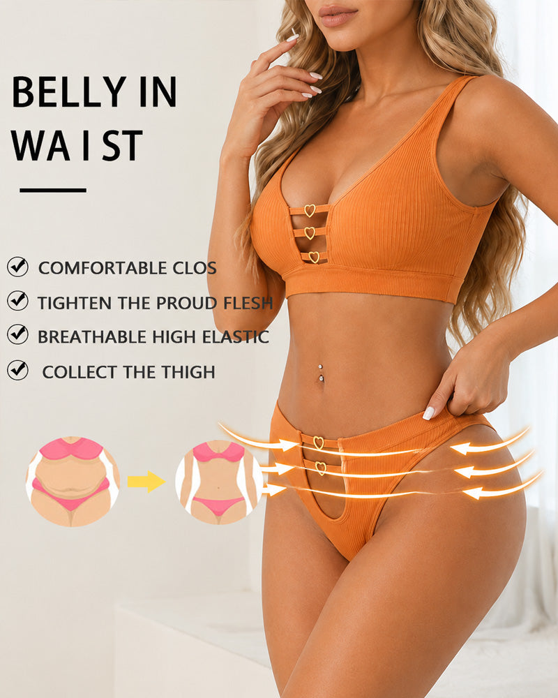 Sexy Openwork Seamless Breathable Vest Bra and Thong Set