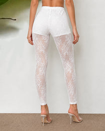 Women's Sexy Lace Mesh Hollow-Out Long Pants