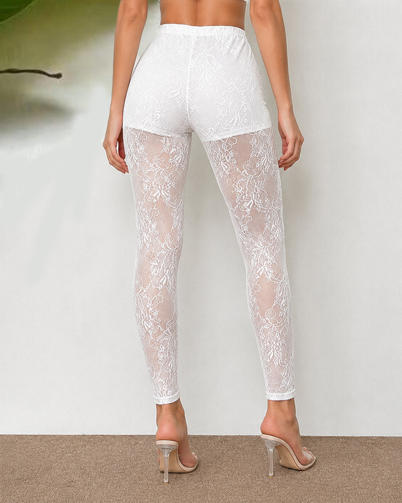 Women's Sexy Lace Mesh Hollow-Out Long Pants