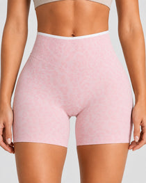 High Elasticity Seamless Tummy Control Leopard Yoga Shorts