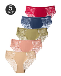 5-Pack Sexy See-through Floral Lace Seamless Panties
