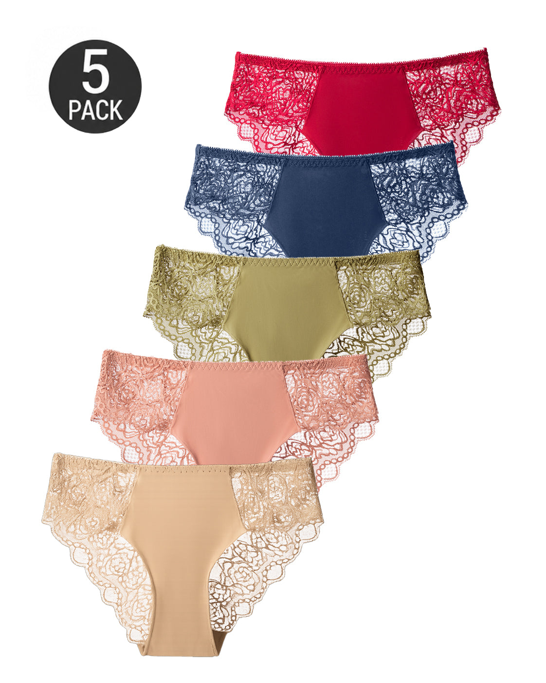 5-Pack Sexy See-through Floral Lace Seamless Panties