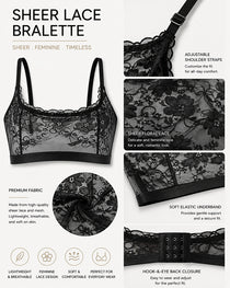Three-Pack Sexy Floral Lace See-through Mesh Bra