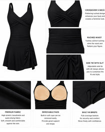 Deep V Crossover Swimsuit Dress