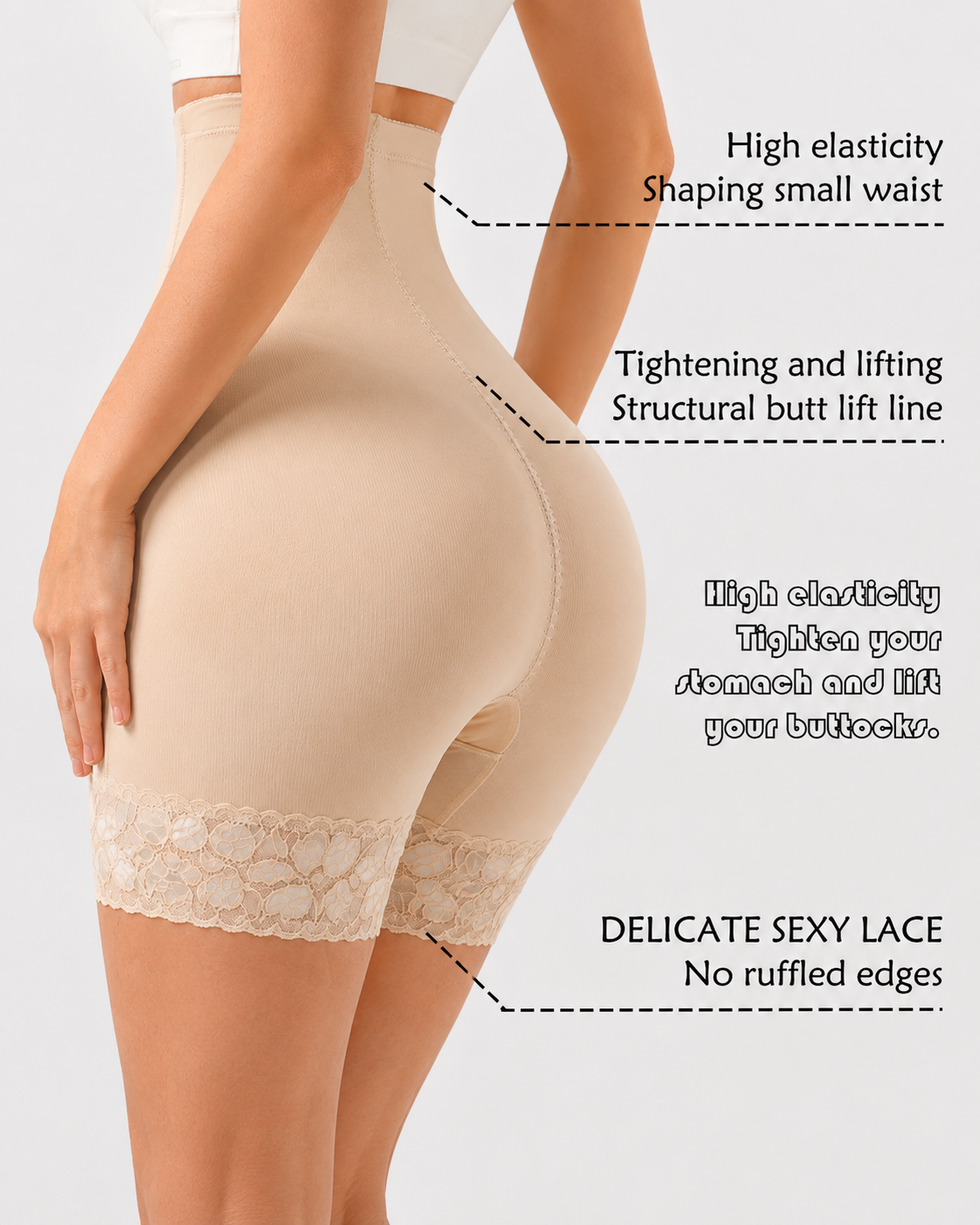 High Waist Tummy Control Zipper Hip-lifting Shaping Shorts