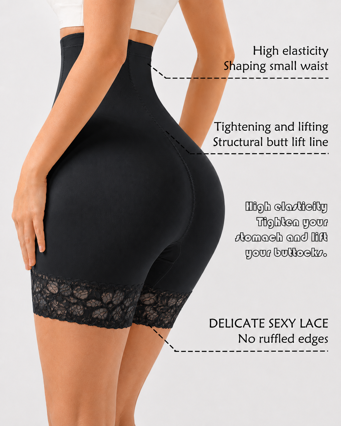 High Waist Tummy Control Zipper Hip-lifting Shaping Shorts