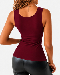 High Strechy Seamless U Neck Built-in Bra Tank Tops
