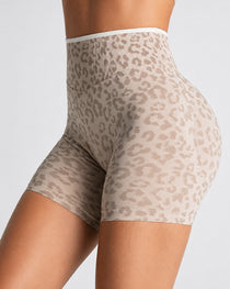 High Elasticity Seamless Tummy Control Leopard Yoga Shorts