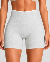High Elasticity Seamless Tummy Control Leopard Yoga Shorts