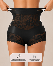 Three-Pack High Waist Tummy Control Lace Trim Briefs