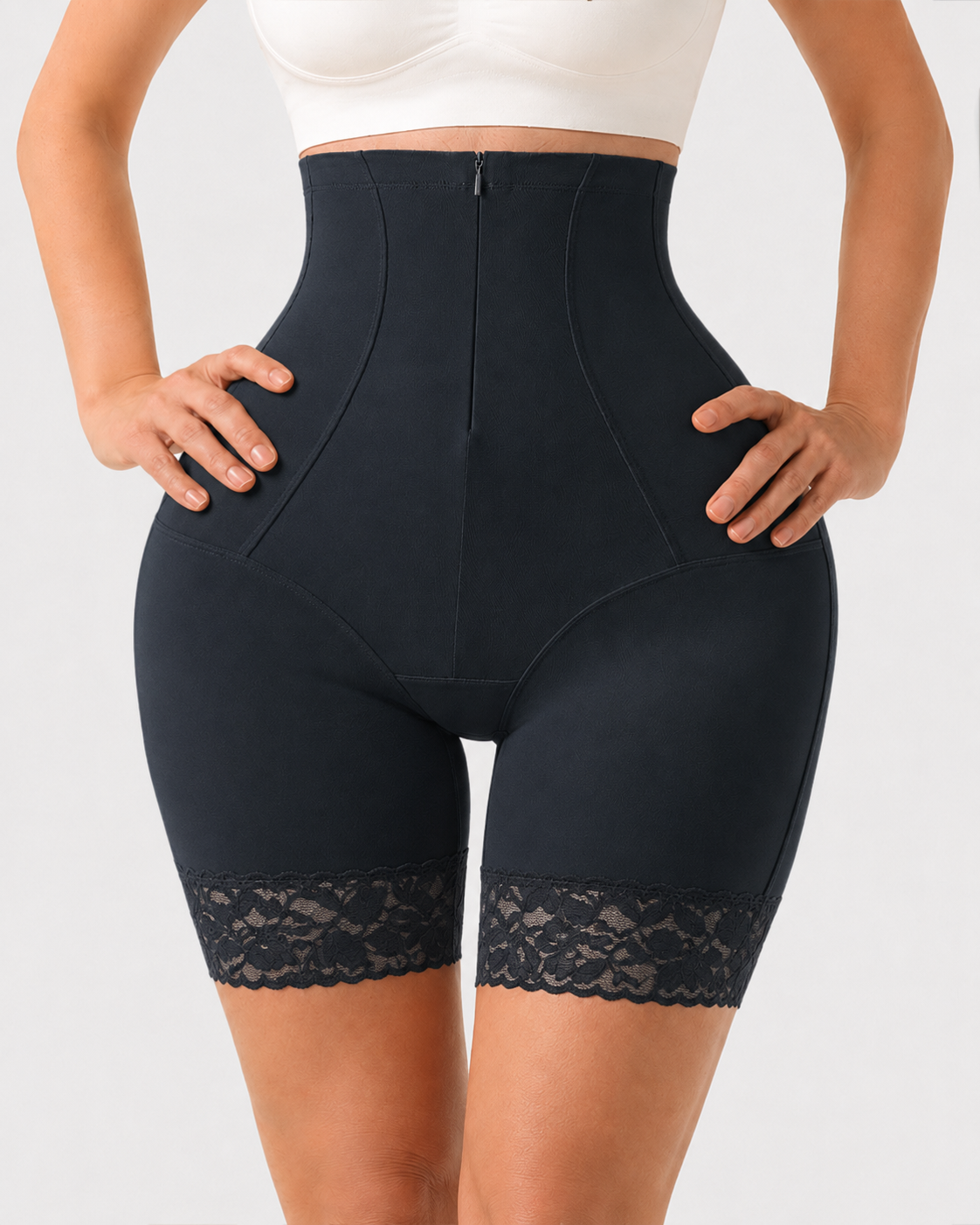 High Waist Tummy Control Zipper Hip-lifting Shaping Shorts