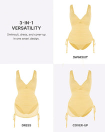 V-neck Elastic All In One Mesh Wrap Shaping Swimsuit