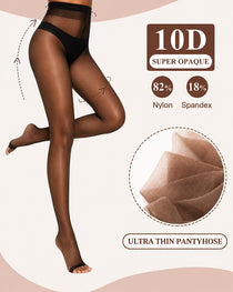 3 Pairs Ultra Thin 10D Control Toeless Pantyhose