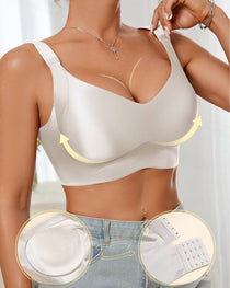 Women's Solid Color Adjustable Wire-Free Seamless Push-Up Breathable Bra
