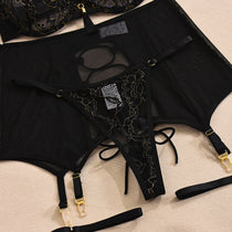 Lace Patchwork Sheer Lingerie Set