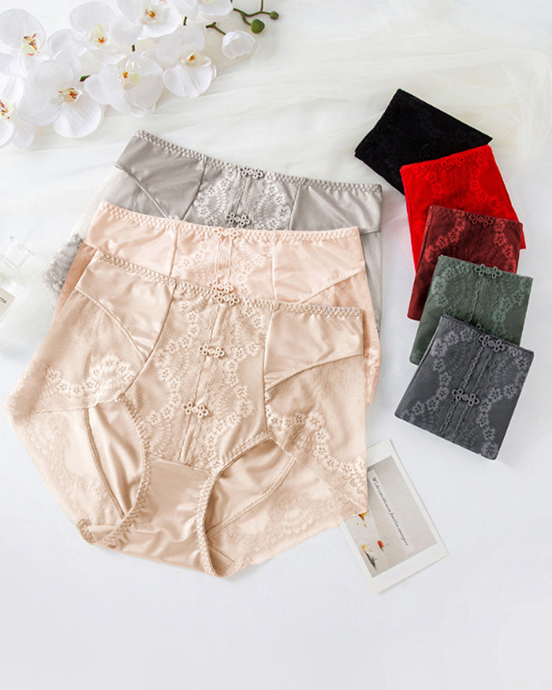 Plus Size Lace Sheer Mesh Seamless High-waisted Panties Main image