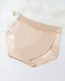 Plus Size Lace Sheer Mesh Seamless High-waisted Panties