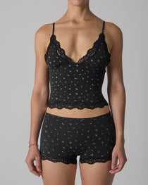 Sexy Skin-friendly Lace Trim V-neck Camisole and Boyshorts Underwear Set