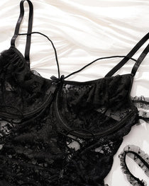 Plus Size Sheer Lace Bodysuits
