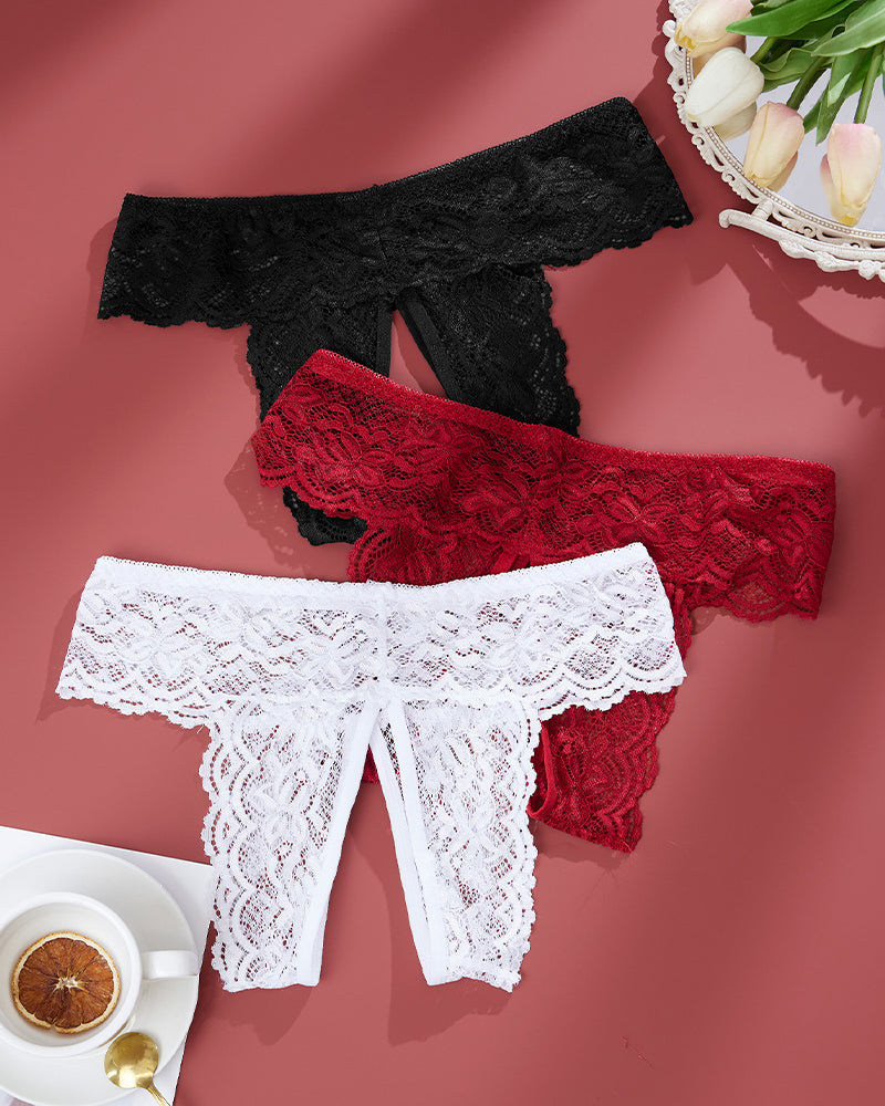 Plus Size Open Crotch Lace Panties Secondary image