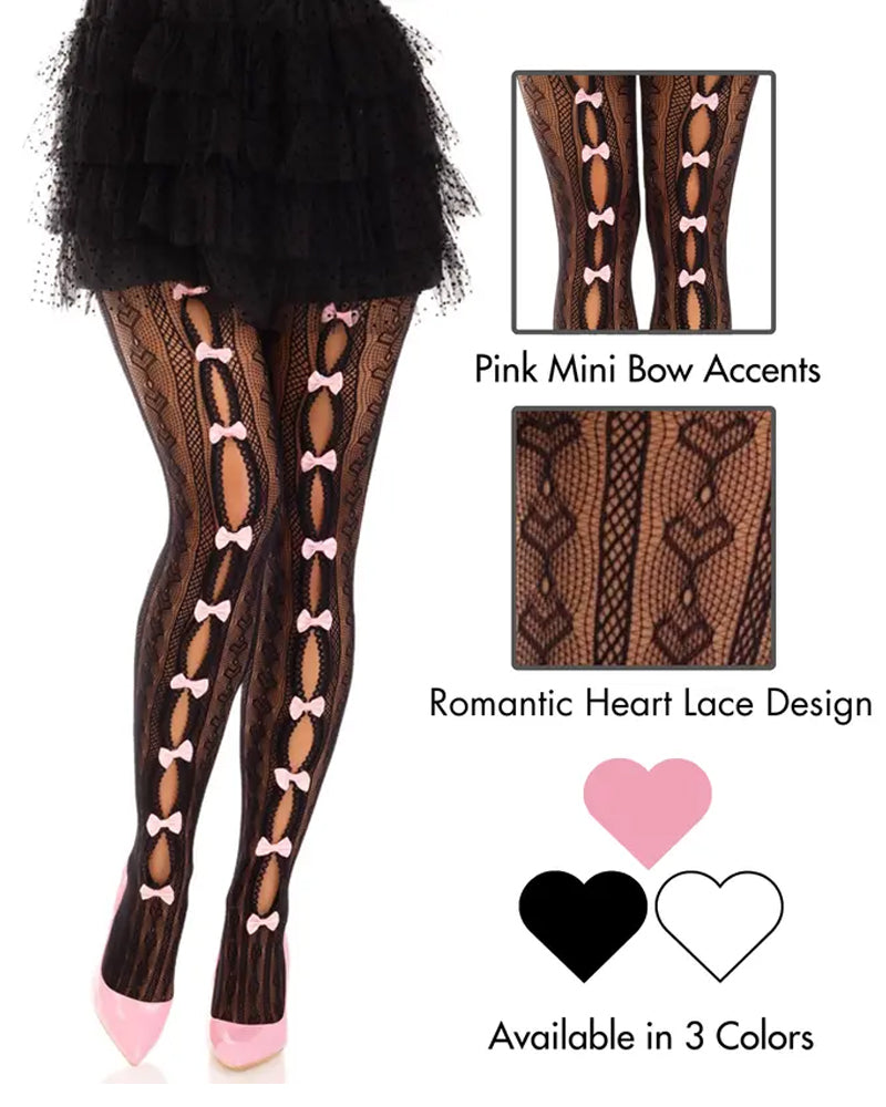 Sexy see-through mini bow-decorated openwork pantyhose Main image